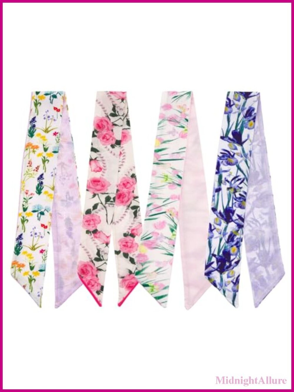 4 Pack Purse Scarf Set Skinny Twill Neck Scarves Polyester Hair Accessories